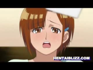 Busty hentai sucking cock and hard poking