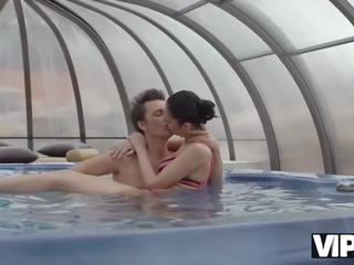 VIP4K. Older lover invites gentle girl to his house with jacuzzi