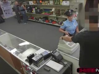 Sexy Police officer wants to pawn her stuff ends up in the office