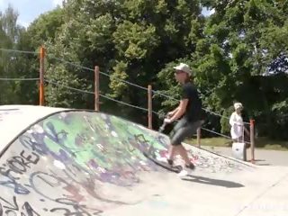 Hot Old Tattooed Slut Fucking a Hard Young Skateboarder