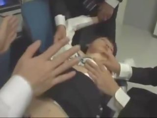 Unconscious Office Lady Fingered Mouth Fucked By Her Colleagues On The Chair In The Office