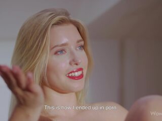 WOWGIRLS Beautiful blonde girl Freya Mayer telling us a bit about herself and masturbating