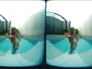 3d-vr відео - білявка азіатська з великий цицьки в басейн