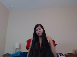 Cute Long Haired Asian Striptease and Hairplay: HD Porn a9