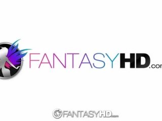 FantasyHD - Two blondes share guys healthy cumshot