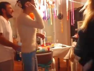 Sweetdesire and Her GF Strip in Kitchen While the Boys