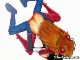 Evangelion קריקטורה עם סקסי asuka