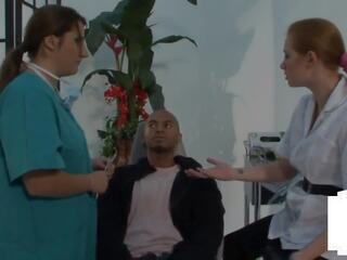 CFNM Babes Jerk Tiny Black Dick at the Dentist: HD Porn 21