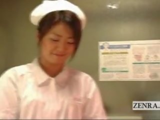 Subtitled CFNM Japanese Nurses Hospital Handjob Cumshot