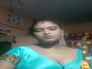 Tamil indisk stora vackra kvinnor blå silkig blus lever, porr 02