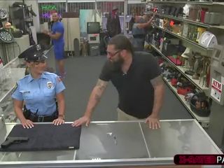 Sexy Police woman wants to pawn her weapon and ends up fucked by Shawn
