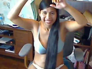 Cute Long Haired Asian Striptease and Hairplay: HD Porn da