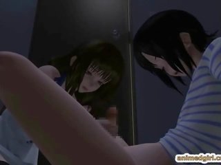 Sexy 3D anime japanese shemale sucking dick