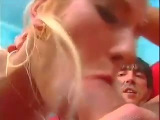 Pale blonde with shaved twat gets her ass hole drilled