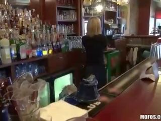 Smoking barmaid fucked by nasty customer