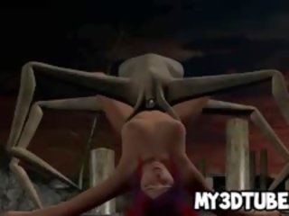 3d червенокоси мадама получава прецака трудно от един извънземни spider