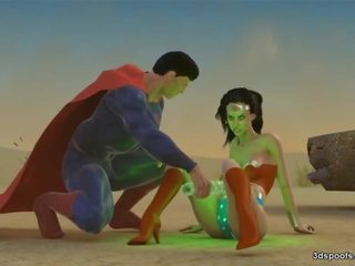 Чудя се жена получава прецака senseless от supermans kryptondick