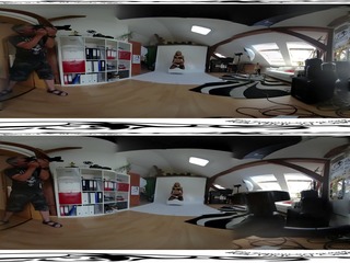 Mooi victoria zuiver 3d vr 360 achter de coulissen van fotoshoot voor dildo masturb