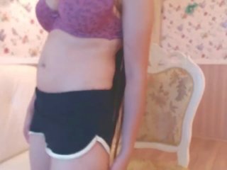 Super Sexy Long Haired Hairplay Striptease Masturbating