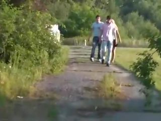 Cute teen public street orgy gangbang