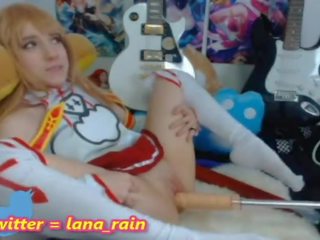 Lana Rain cosplaying Asuna sword online fuckmachine show