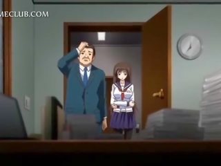 Anime mergaitė į mokykla uniforma pūtimas didelis varpa