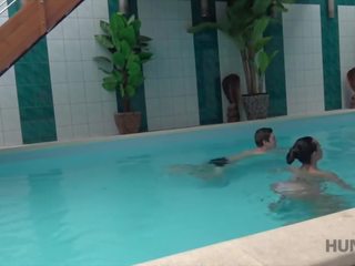 HUNT4K. Sex adventures in private swimming pool Porn Videos