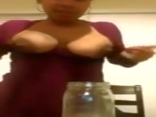 Ebony Girl Milking Her Big Black Tits, Porn 00