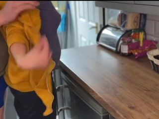 Young MILF with Amazing Tits Fucked in the Kitchen: Cum on Tits Porn feat. AcDcLovers