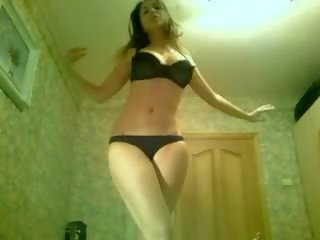 Russian amateur stripping in her bedroom