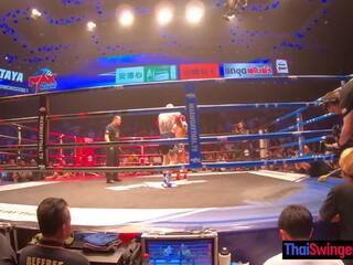 Asian GF visits some Muay Thai fights and thanks her big dick boyfriend after with sex