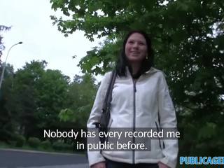 PublicAgent Cute babe sucks big cock outdoors