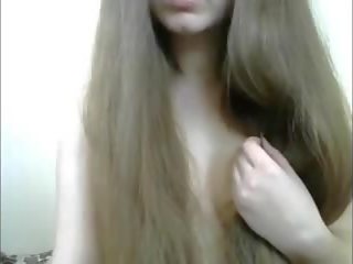Fantastic Long Haired Hairplay Striptease and Brushing