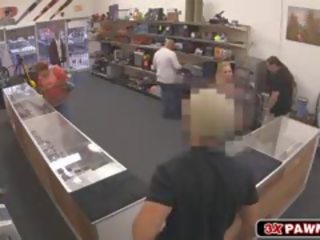 Blonde Babe Rides Cock In Pawn Shop And Takes A Facial