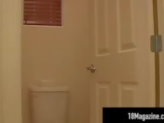 Young Ariel Jordan Dildo Drills Herself in Bathroom.