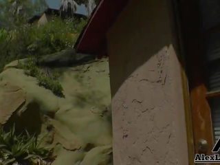 Sexy Babe Jodi Taylor Tans & Blows the GardenerIn her Backyard!